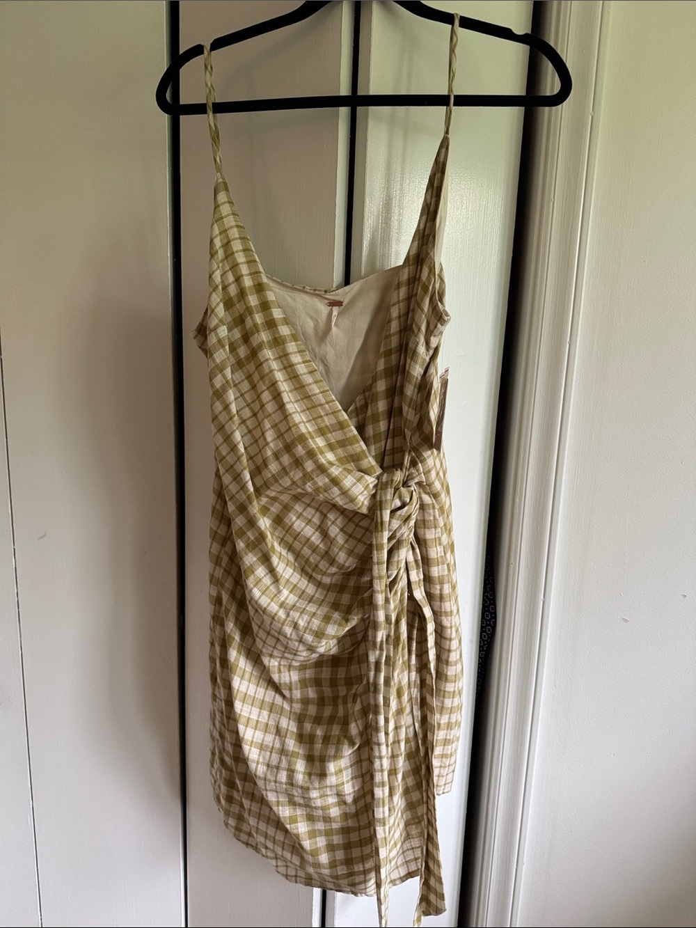 Free People Nodia Wrap Summer Gingham Mini Dress Size 12